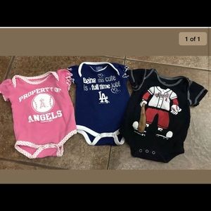 Mlb Angels/dodgers Baby one pieces 0/3months
